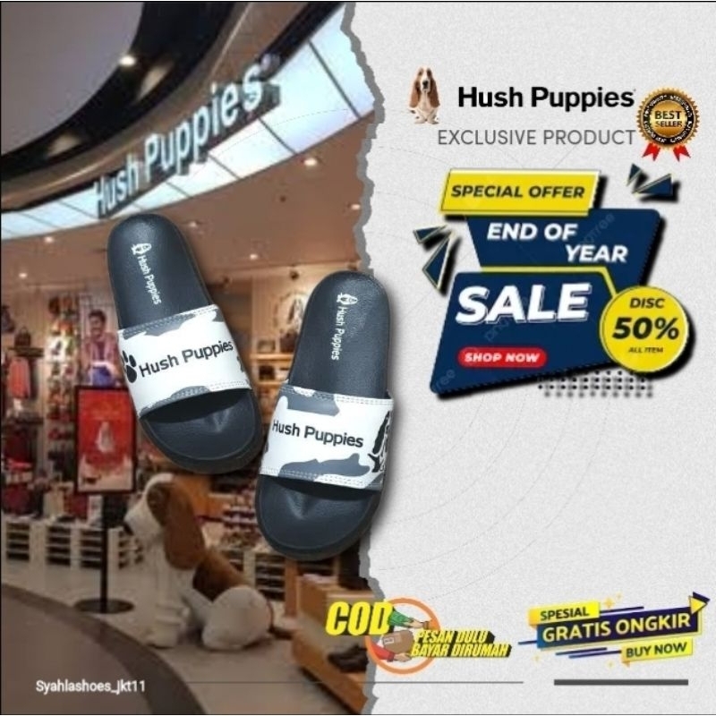 Hush Puppies รองเท้าแตะนมสีขาวสีดําสีเทาสําหรับผู้ชายและผู้หญิง