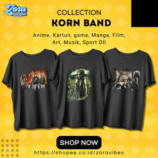 เสื้อยืด พิมพ์ลายวงดนตรี KORN สีขาว สีน้ําตาล