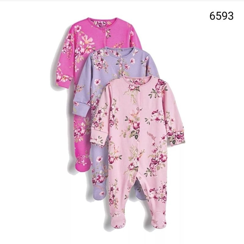 ต้นฉบับ N*EXT UK 1 แพ็ค (3 ชิ้น) ชุดเครื่องนอนลายดอกไม้ Baby Girl 6593 /6678