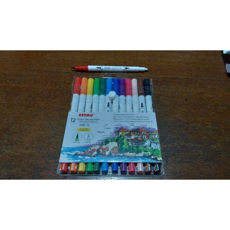[1 ชุด] COLOR BRUSH PEN DBP-12 KENKO / COLOR BRUSH PEN DUAL TIP PEN + BRUSH (BRUSH+FINE TIP) 2IN1