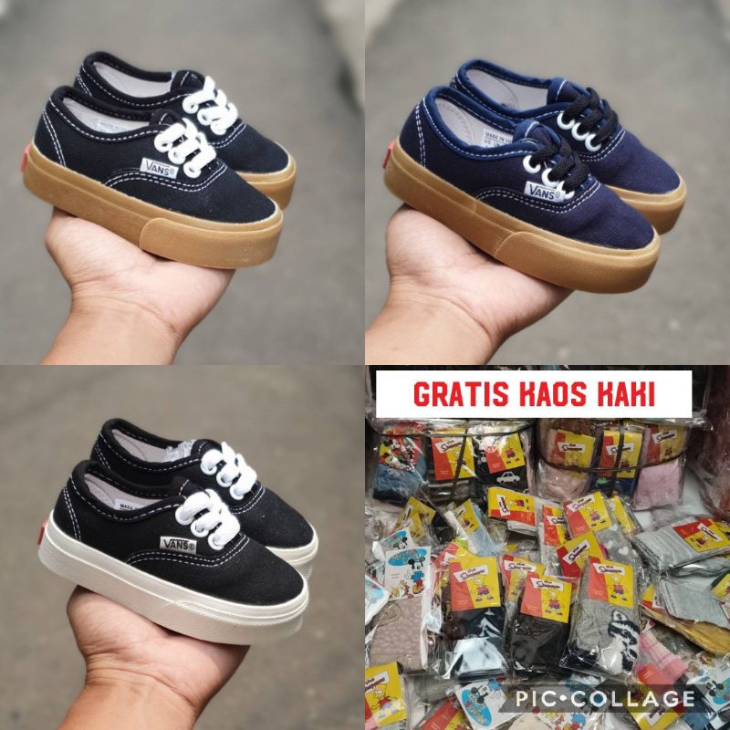 รองเท้าเด็ก Vans Authentic Black Navy Gum Shoes สําหรับเด็กชายและเด็กหญิง