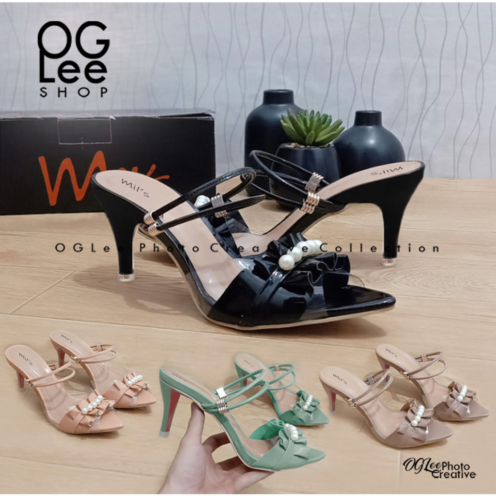 Jenjit Haigh Heels รองเท้าแตะผู้หญิงนําเข้ารองเท้าส้นสูงอย่างเป็นทางการ Soft Sole Tofu Heels พรีเมี่