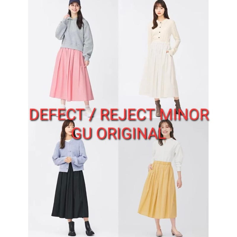 [ ข้อบกพร่อง FINE / GRADE B ] กระโปรง Midi คอปก UNQ Tuck Flare - 3923