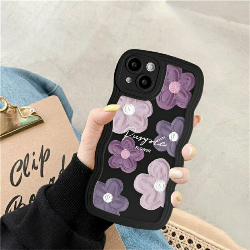 C031 SOFT CASE CUTE WAVE FLOWER PURPLE VIVO Y02 Y02S Y03 Y03T Y11 Y12I Y12 Y15 Y17 Y20 Y20i Y20S Y12