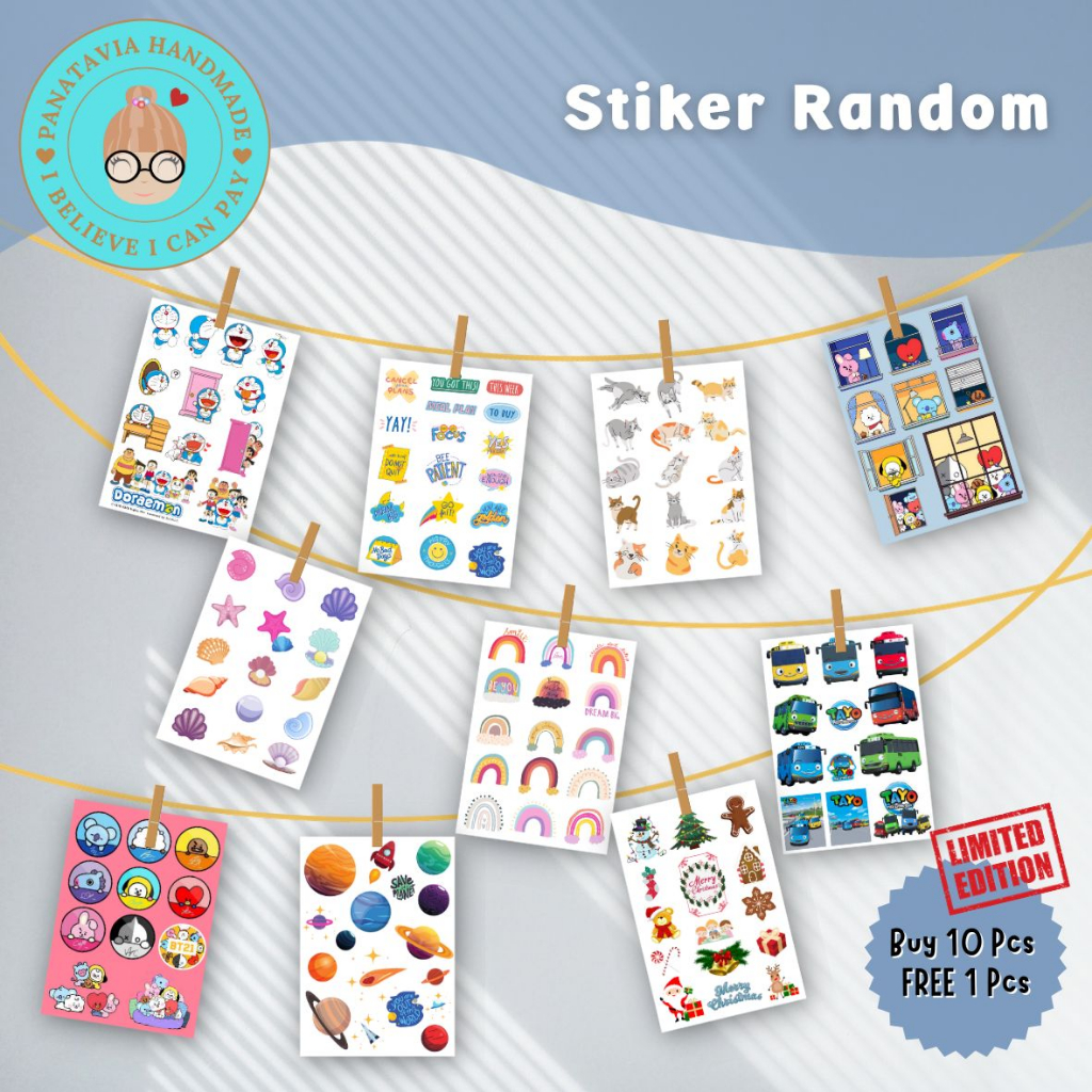 สติกเกอร์ธีมสุ่มน่ารัก | สติ๊กเกอร์โดราเอมอน |สติ๊กเกอร์BT21 |สติ๊กเกอร์วินเทจ |สติ๊กเกอร์เดโค |สติ๊