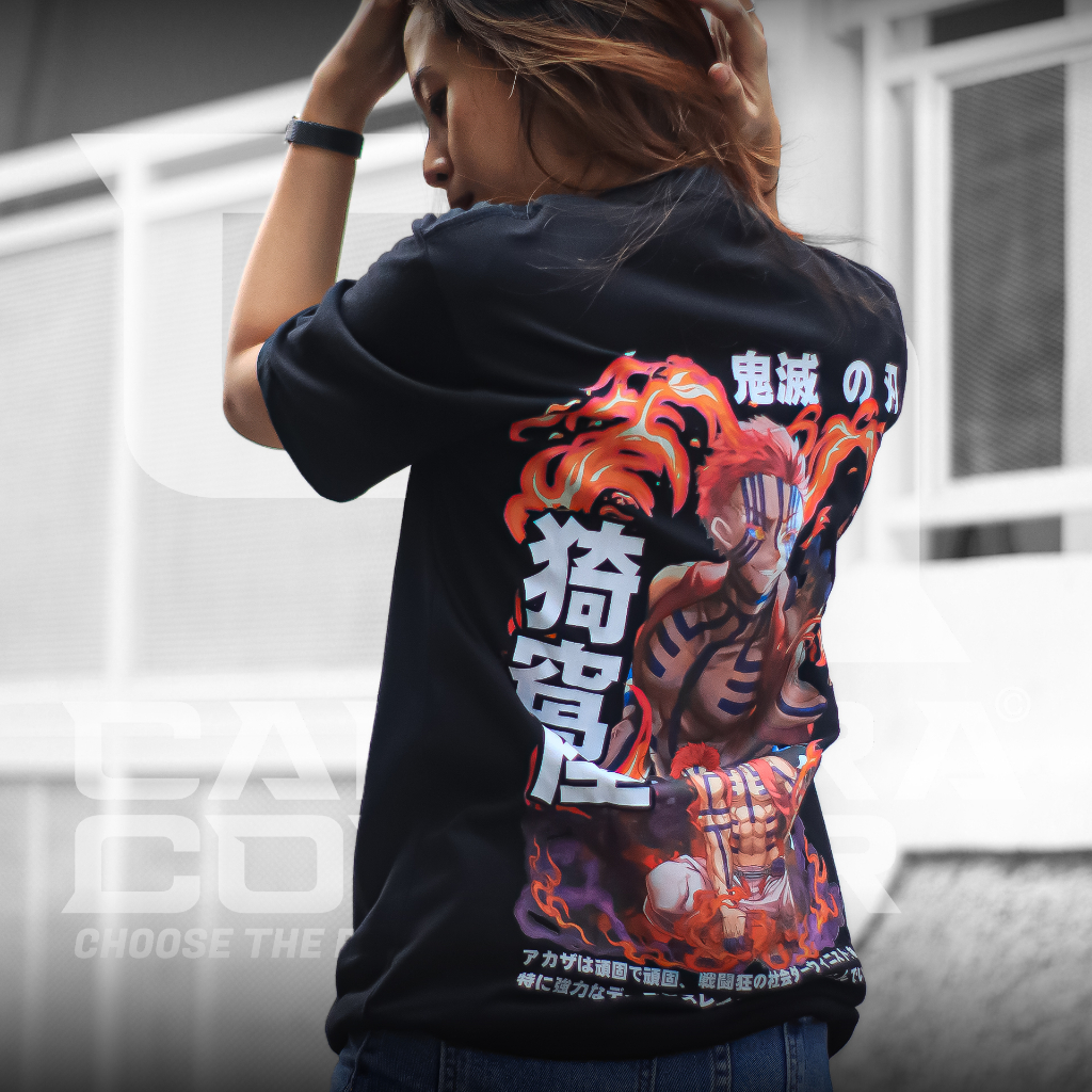 เสื้อยืดอนิเมะ Kimetsu No Yaiba Akaza Vs Rengoku