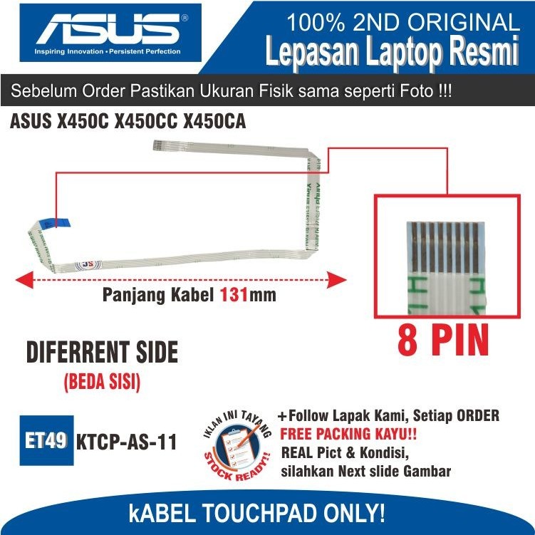 ET49 KTCP-AS-11 CABLE E220709 20798 8 PIN ASUS X450C X450CC X450CA