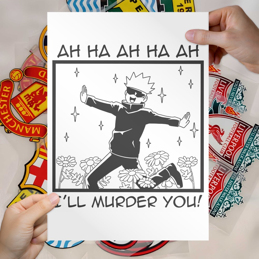 อะนิเมะ Jujutsu Kaisen Gojo Haha Satoru Ill Murder You Manga Screen Printing Ready to Iron Your Own