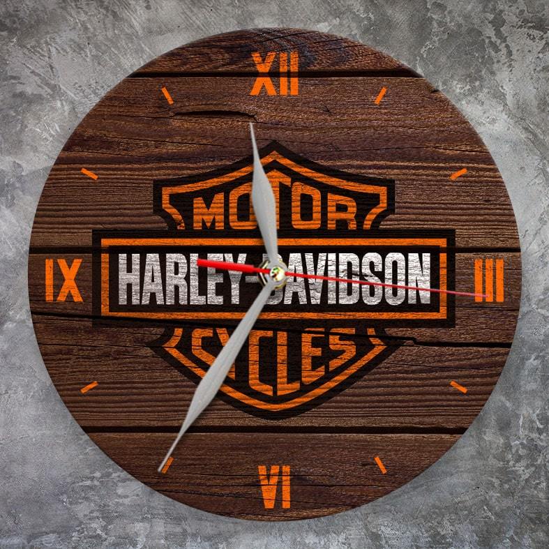 Kayu นาฬิกาไม้แขวนผนัง ลายโลโก้ harley Davidson ไม่เป็นทางการ สําหรับตกแต่งบ้าน คาเฟ่ รถจักรยานยนต์ ฮาร์เลย์ 01