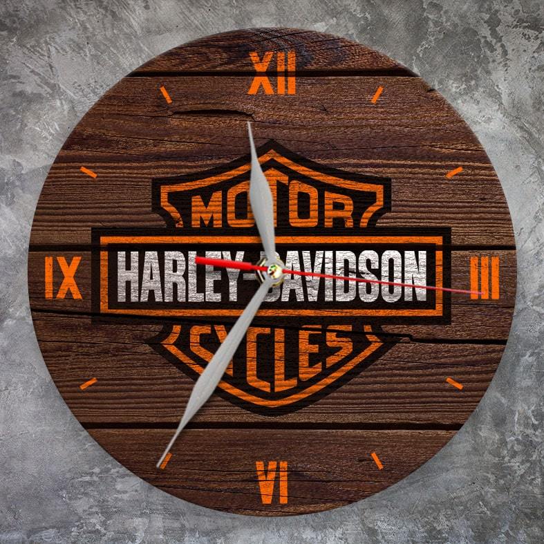Harley รถจักรยานยนต์นาฬิกาแขวนไม้ตกแต่งบ้าน cafe Workshop อุตสาหกรรมห้อง Harley Davidson โลโก้ unoff