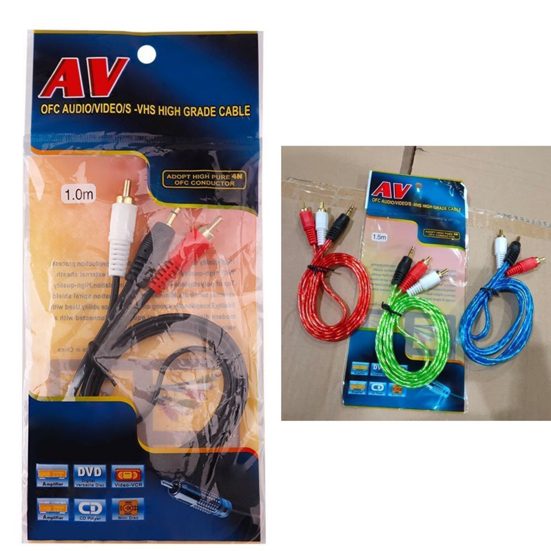 AUDIO TO RCA CABLE 2 GOLD PLATED 1 เมตร (1-2) / JACK 3.5 - 2 RCA 1 เมตร