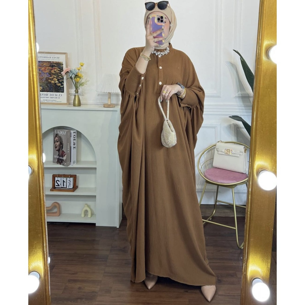 NILAM GAMIS DRESS KAFTAN WOMENS TOP ABAYA CRINKLE AIRFLOW PREMIUM (KJI) Grossirahijabsolo