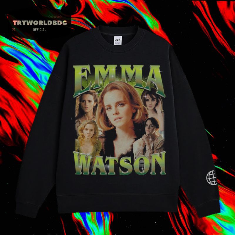TRYWORLDBG OFFICIAL "EMMA WATSON" CREWNECK | เสื้อกันหนาว | เสื้อฮู้ดดี้ | BLACK CREWNECK | เสื้อยืด
