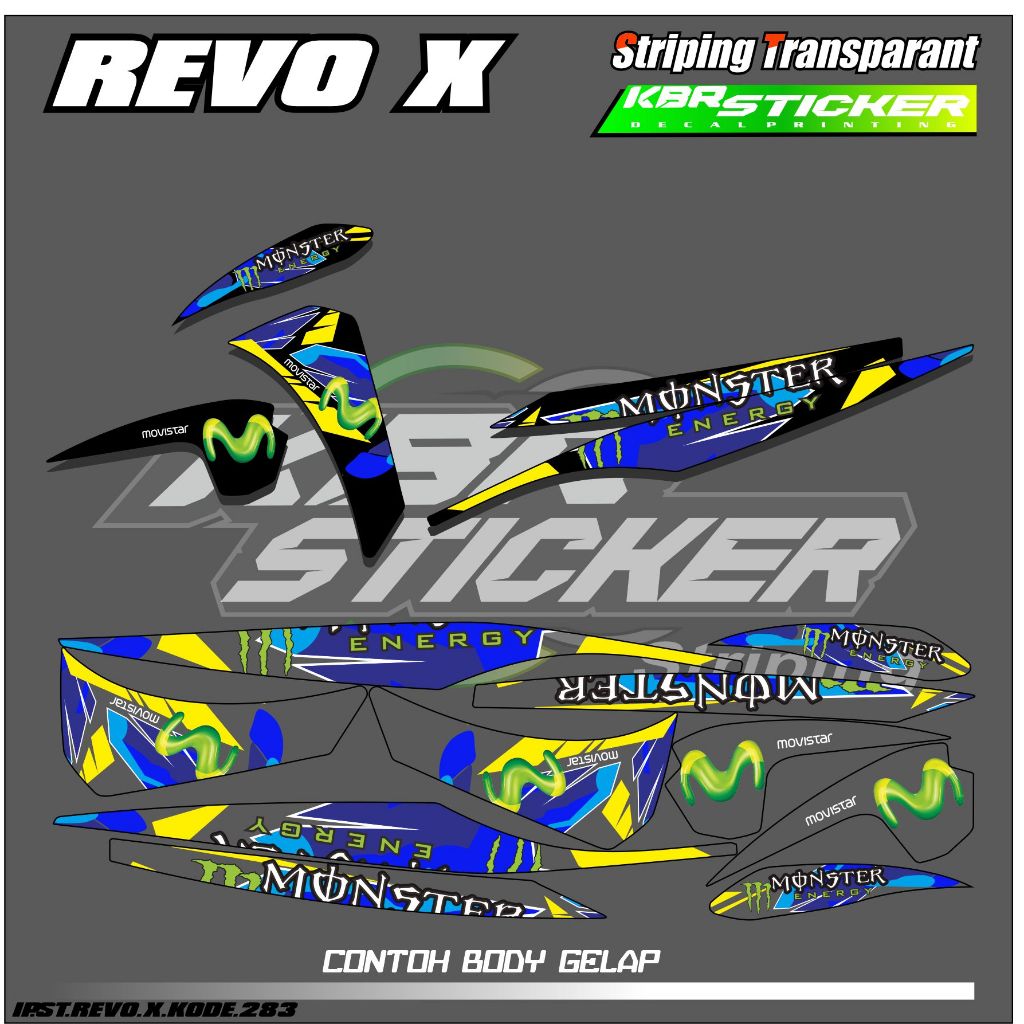 Revo X HONDA REVO X สติกเกอร์ติดตกแต่งรถจักรยานยนต์ - สติกเกอร์แผนภูมิสี เรียบง่าย พร้อมโฮโลแกรม และการออกแบบการแข่งรถแบบโปร่งใส IP.KODE-283