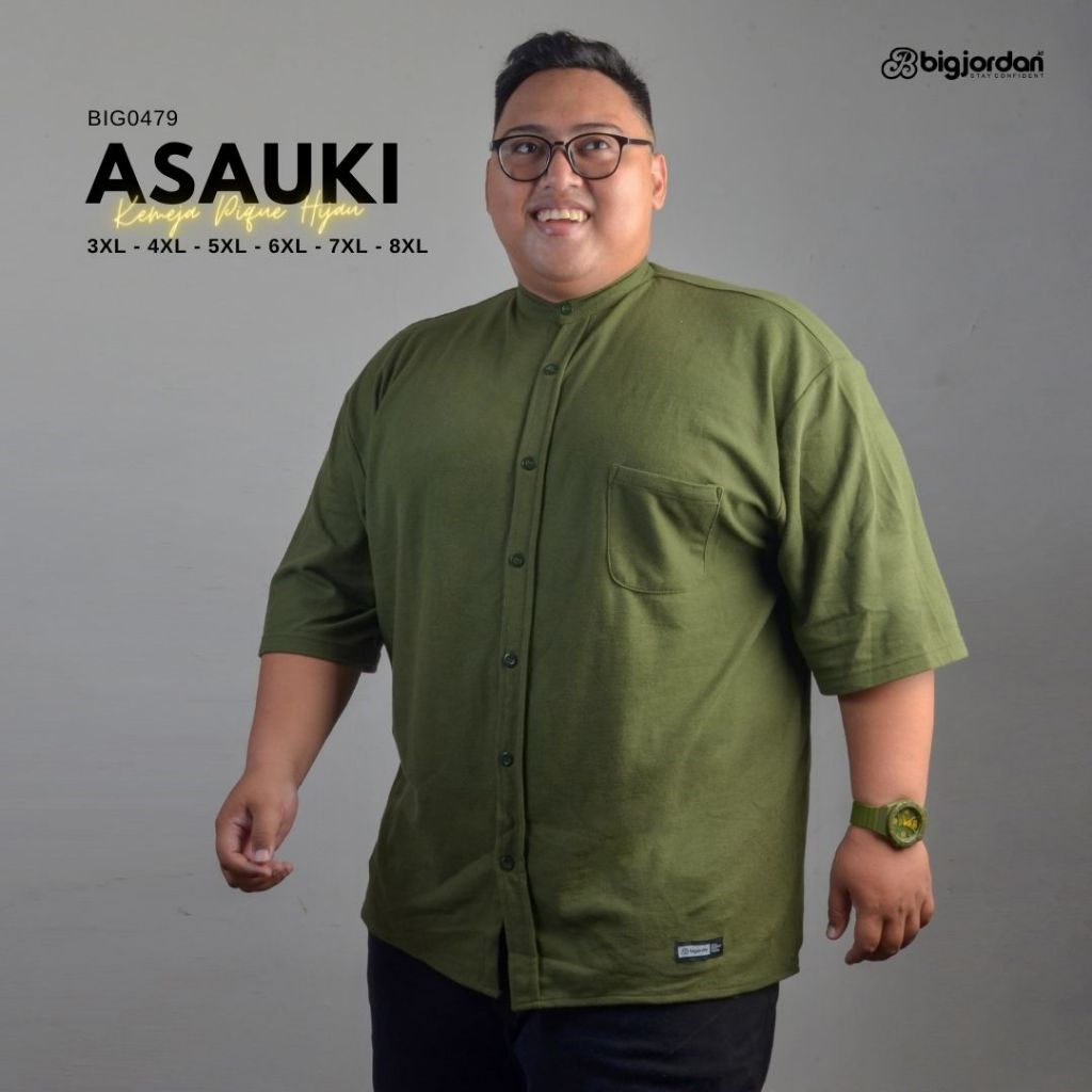 KATUN KEMEJA ASAUKI OLIVE - ขนาดใหญ่เสื้อปิเก้ XXXXXL XXXL XXL จัมโบ้ปิเก้เสื้อสําหรับชายขนาด 8XL 7X