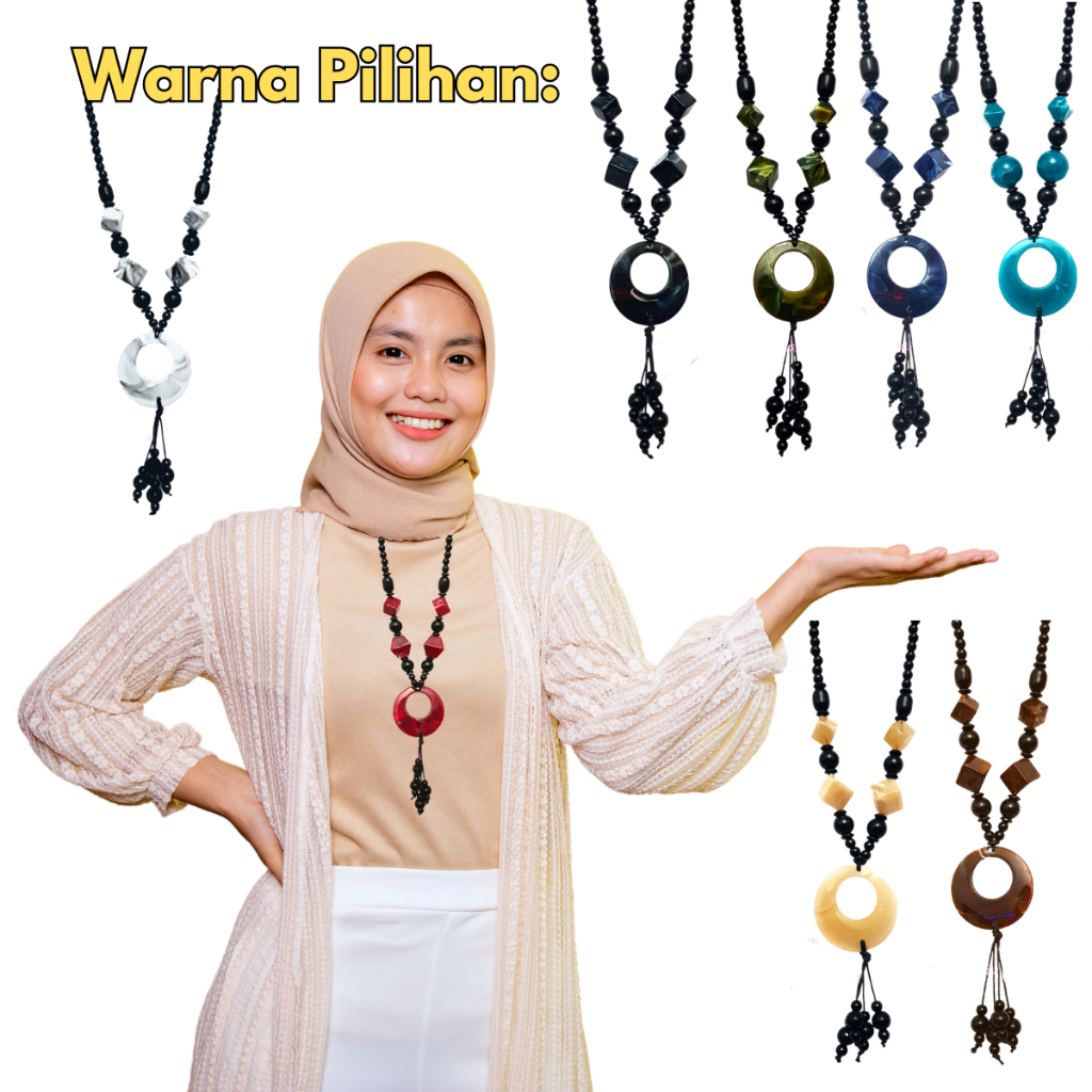 FASHION STONE NECKLACE HIJAB NONHIJAB FASHION NECKLACE MOTE STONE CIRCLE