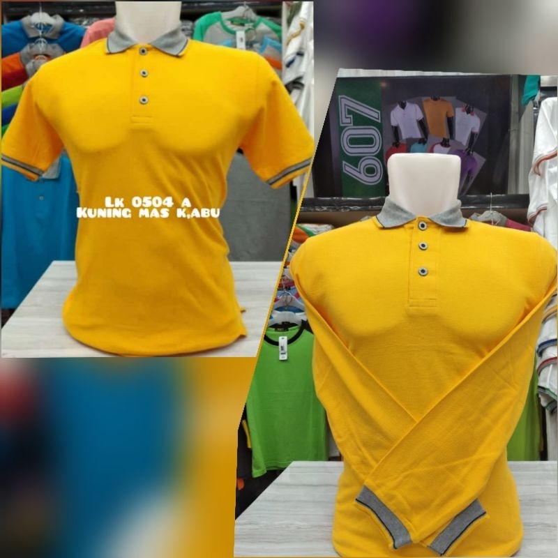 เสื้อเชิ้ตคอปกโปโล สีเหลือง พรีเมี่ยม ตราก.บุ 607 ภรามา