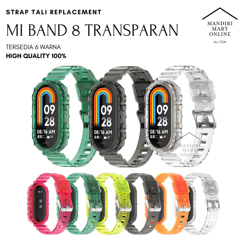 Mi Band 8 สาย TPU โปร่งใส สายรัดทดแทน Xiaomi Mi Band 8 ชุดโปร่งใส