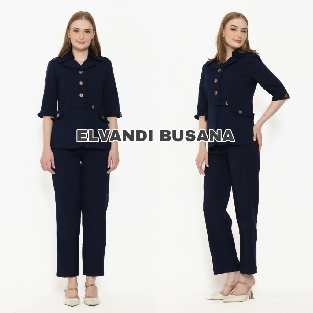 B&v LYNELLE ผู้หญิง Blazer สํานักงานเสื้อผ้าทํางานชุด PDH PNS บริการราชการครู ASN ผู้หญิงกางเกงสูทรหัส 6601 สีกรมท่า