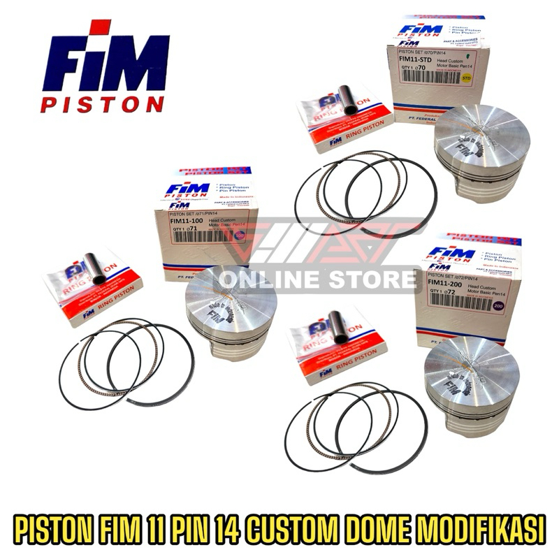 PISTON FIM 11 PIN 14 CUSTOM DOME MODIFICATION 70MM, 71MM, 72MM, ETC.