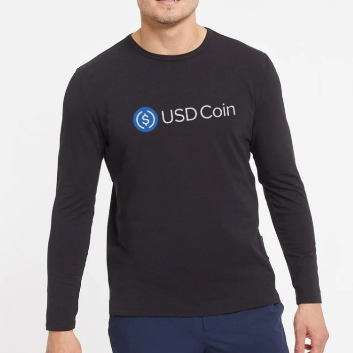 USDC Coinbase Stable Coin เสื้อยืดแขนยาว เสื้อผ้าผ้าฝ้ายพรีเมี่ยม