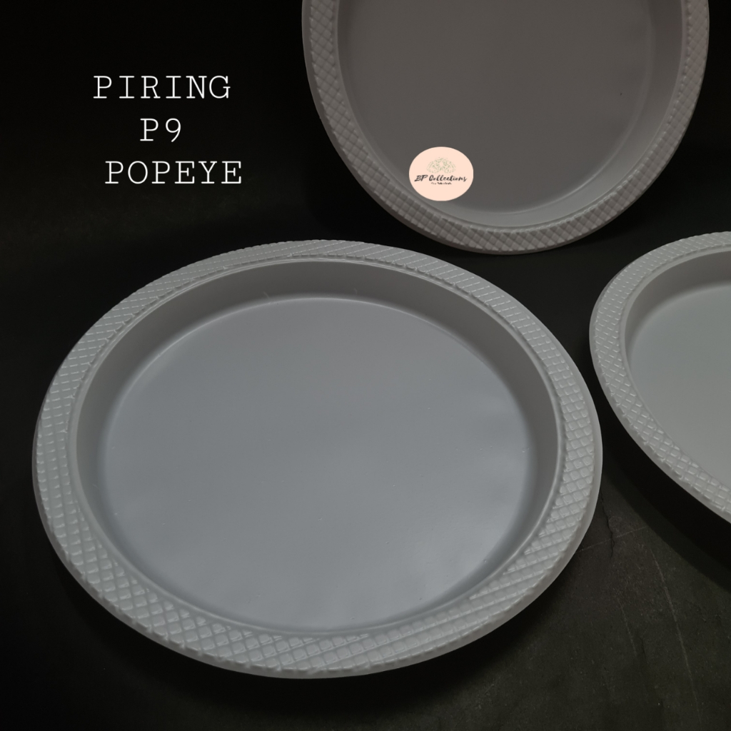 1 แพ็ค 50 ชิ้นจานพลาสติกขนาด 9 ชิ้น P9 POPEYE MILK WHITE PARTY EVENTS เค้กวางซ้ําได้