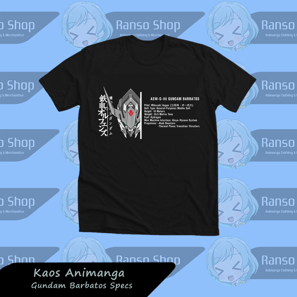 Ranso Baju Gundam Barbatos Iron Blooded Orphans T-Shirt Gundam Barbatos Iron Blooded Orphans Kaos Distro อะนิเมะญี ่ ปุ ่ นมังงะ DTF Sablon