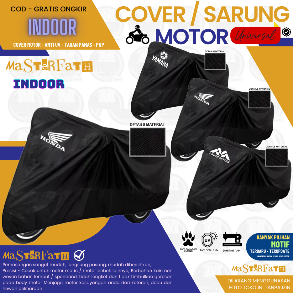 ผ้าคลุมรถมอเตอร์ไซค์ Protective Body Cover สําหรับ Nmax, PCX, Freego, Lexi, Aerox, Vario 160, ADV, Fazzio, Grand Filano, Vespa / Motorcycle Cover for Beat, Mio, Gear, Spin, Next, Revo, Revo, Blade, Supra X มอเตอร์ไฟฟ้าเวก้า