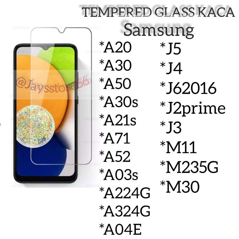 Temperen Glass Screen Protector แก้วใสไม่ใช่แพ็คสําหรับ Samsung A20/A30/A30s/A50/A21s/A71/A52/A03s/A