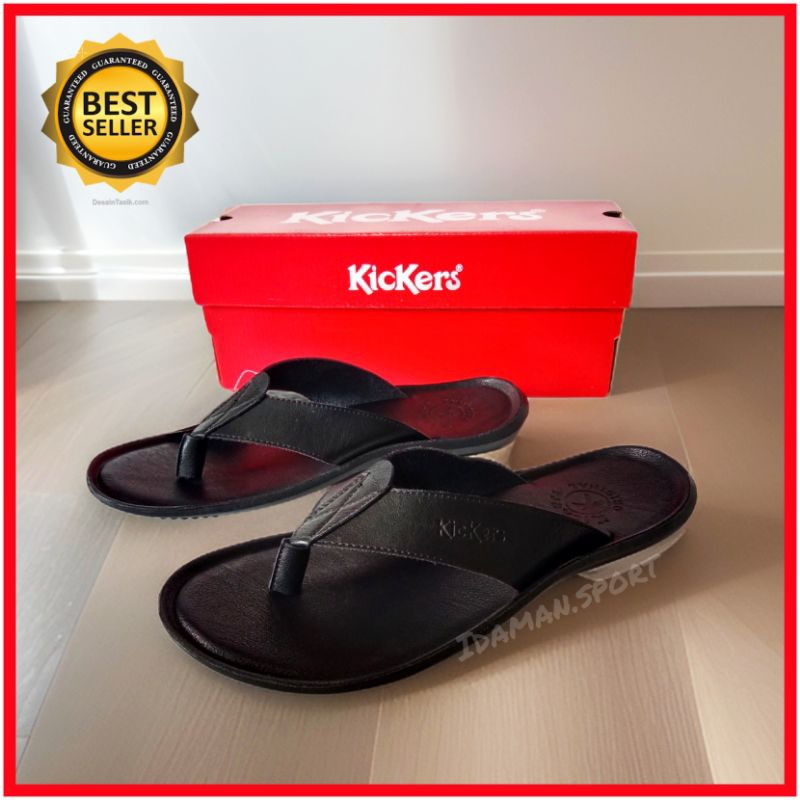 รองเท้าแตะผู้ชายอย่างเป็นทางการ Kickers Capit Leather Flip-flops / Mens Leather Casual Kickers Sandals สําหรับผู้ใหญ่