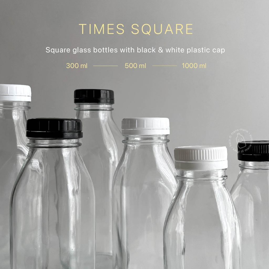 ขวดแก้ว Times Square 300ml 500ml 1 ลิตร - ขวดน้ําผลไม้กาแฟ - กล่อง