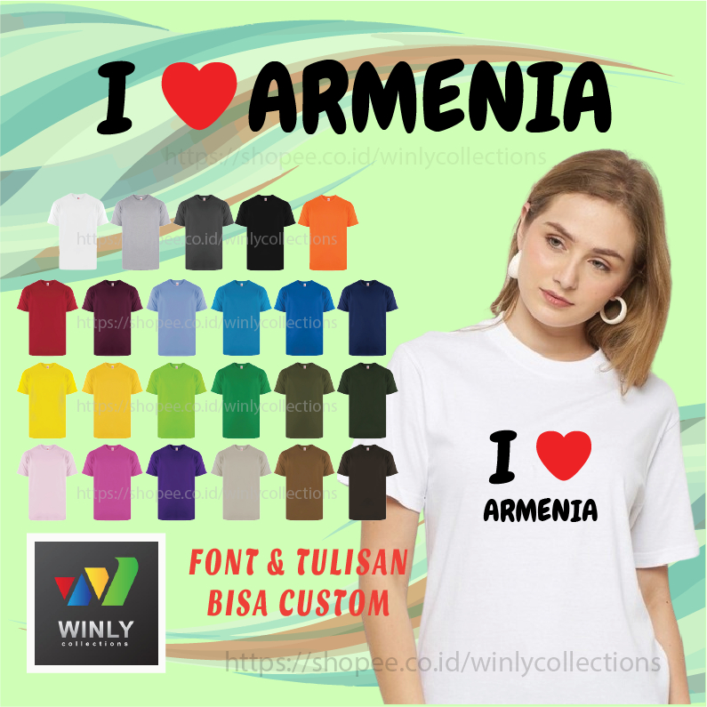 KATUN MENS เสื้อยืดผู้หญิง I LOVE ARMENIA ADEM SOFTSTYLE COTTON 3600 ผู้ใหญ่ขนาด S/D JUMBO ขนาดใหญ่