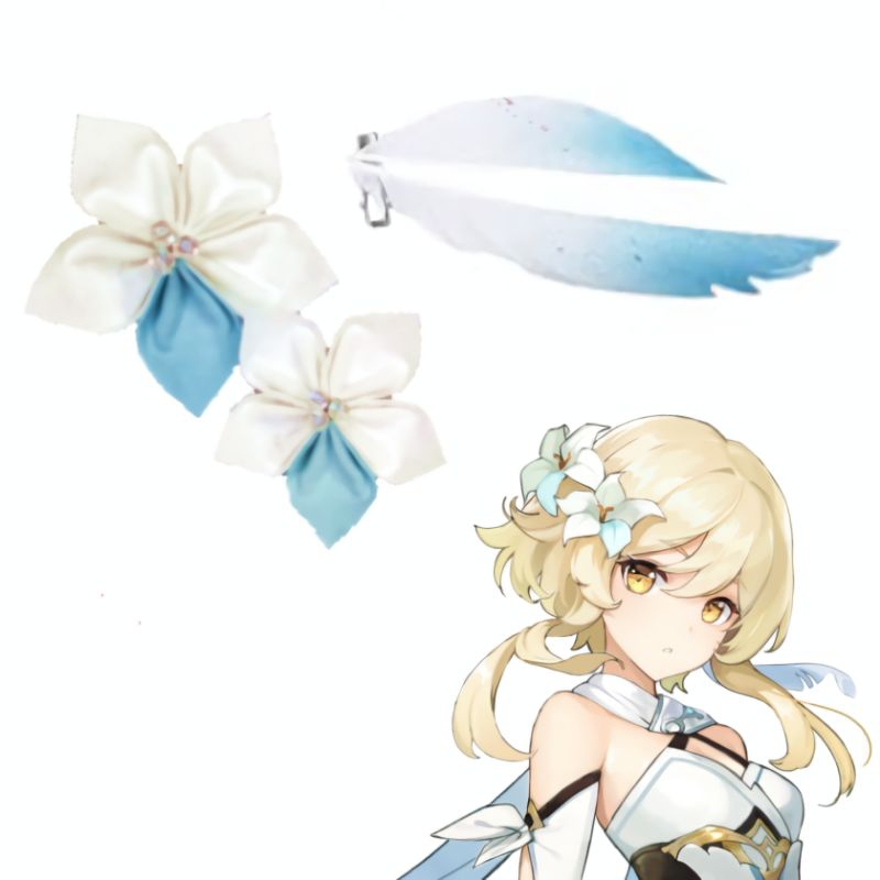 Lumine Genshin Impact ดอกไม้และผมขนนก/คอสเพลย์วิกผมอุปกรณ์เสริม