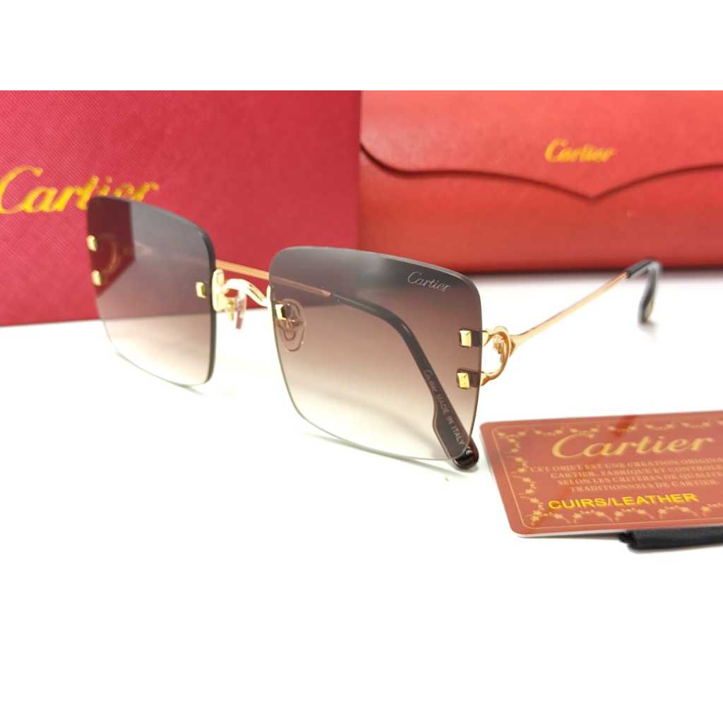 - Cartier Brown Glasses W0153 - แว่นตาคาร์เทียร์ สําหรับผู้หญิง