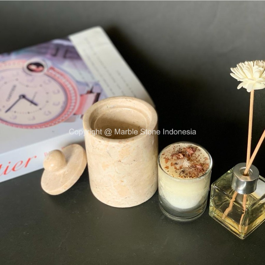 ที่วางผ้าฝ้ายลายหินอ่อน | ที่วางสําลีก้านหินอ่อน ถ้วยหินอ่อน ราคา ถูกที่สุด ดีลบีเคเค แกลเลอรีภาพที่ 5