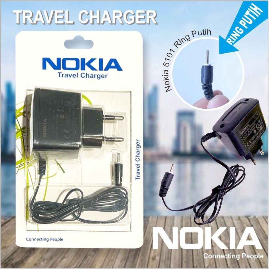 Putih Nokia Power Head Shell Adapter TC CASHAN TRAVEL CHARGER ORI 100% Nokia 6101 WHITE RING PACKING