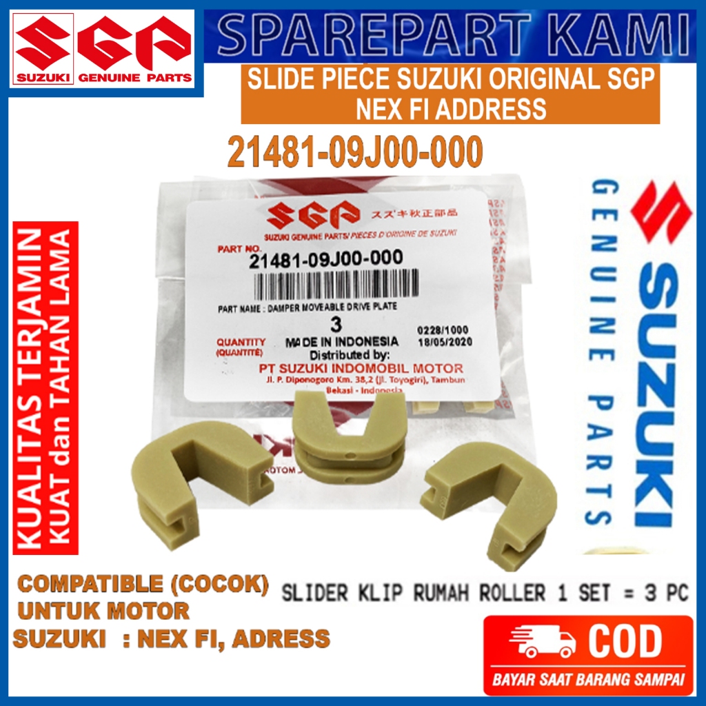 Slider SLIDE PIECE ROLLER HOUSE CLIP SET SUZUKI NEX 1 2 KARBU FI ADDRESS LETS 110 เต็นท์ 3 ชิ้น 21481-09J00-000