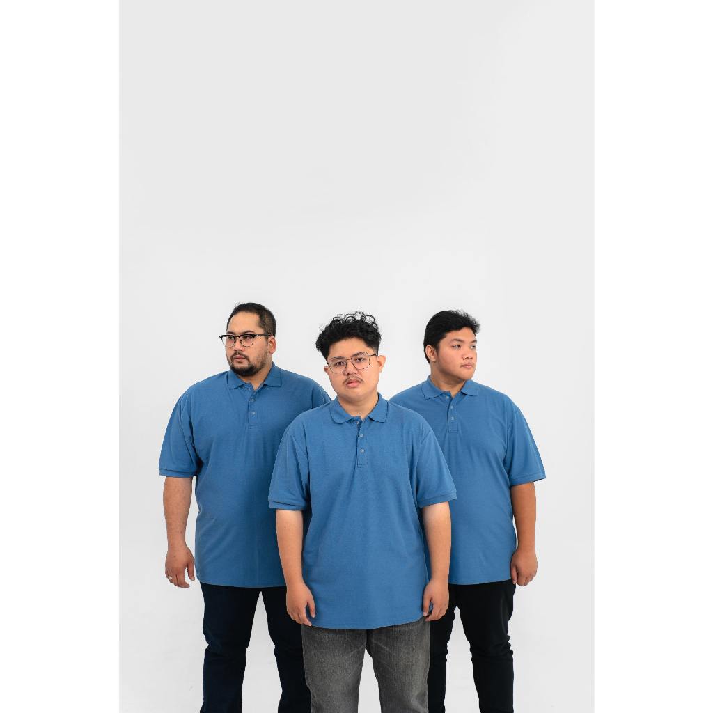 เสื้อโปโลอาคิตะ Big Size Steel Blue – โปโลผู้ชาย Jumbo Steel Blue พรีเมี่ยม – BYBLANK