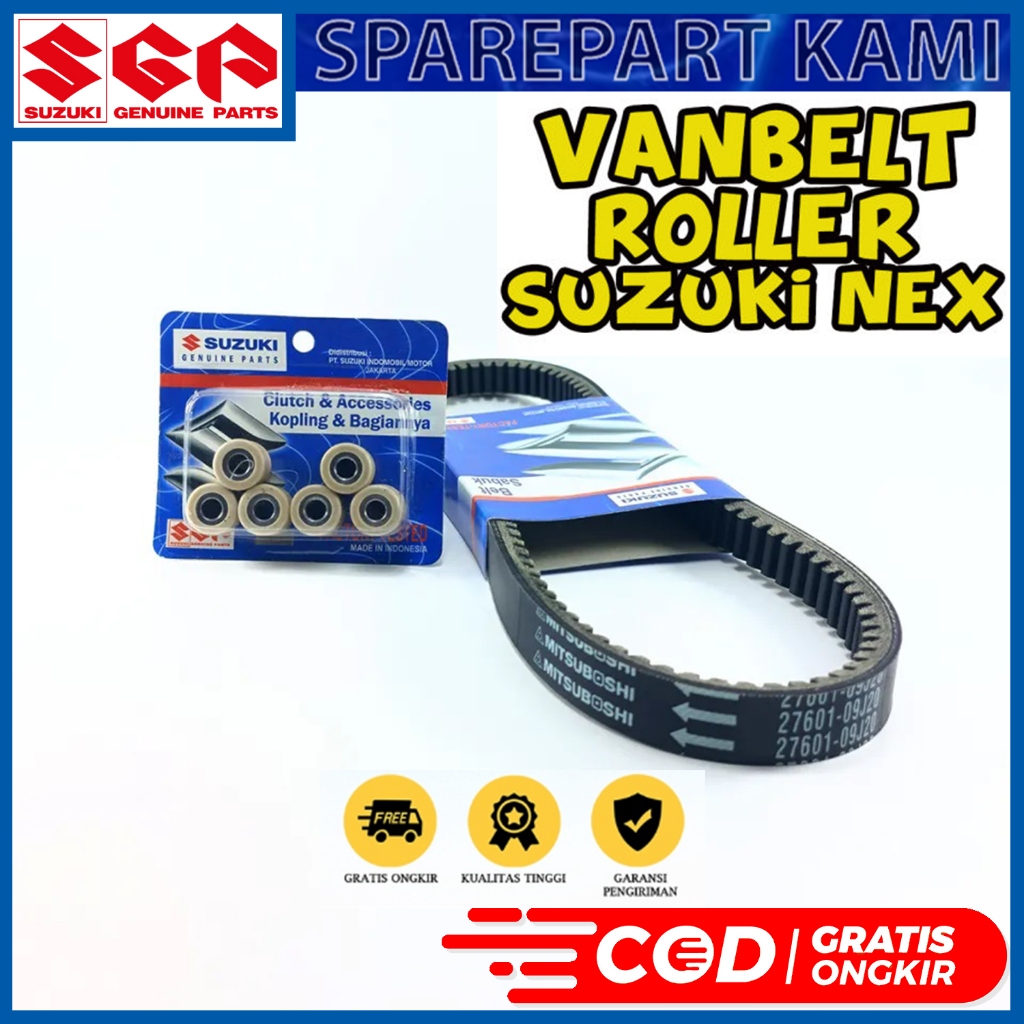 VANBELT PACKAGE + PLUS ROLLER SUZUKI NEX 1 2 Fi CARBON OLD LETS ADDRESS 11 GRAM / V BELT VBELT PANBEL - รูปที่ 2