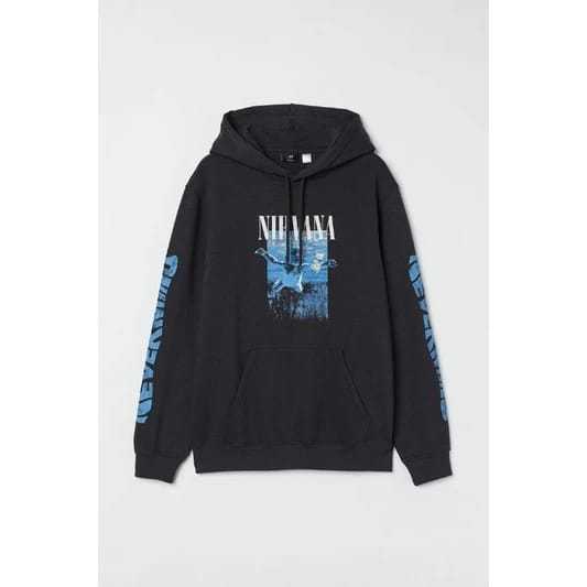 HM Nirvana Nevemind เสื้อแจ็คเก็ตมีฮู้ด Black Full Tag
