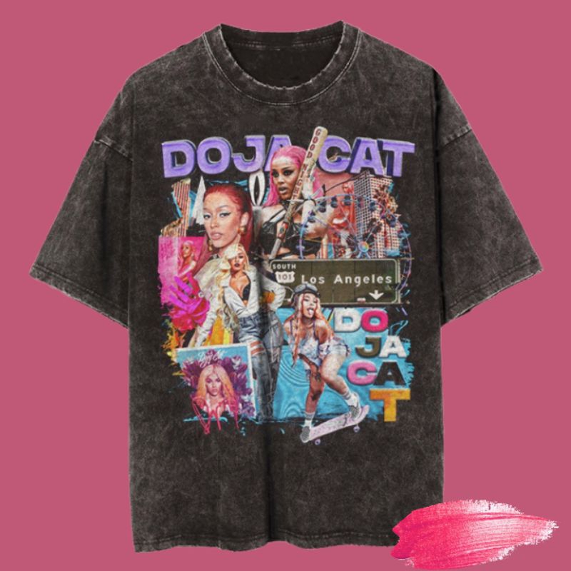 Doja Cat Vintage Wash Rap Tee/Oversize Doja Cat เสื้อยืด Unisex