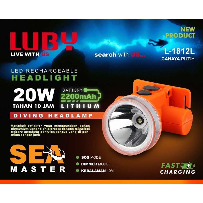 20watt 20w Luby L1812L L1812K ไฟหน้าดําน้ํา