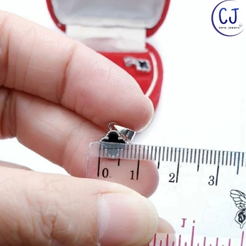 จี้ดอกไม้โคลเวอร์สีดําเงินแท้925ชุบเงินทองคําขาวพรีเมี่ยมสีดําโคลเวอร์ดอกไม้รุ่น-เครื่องประดับผู้หญิง-จี้ป้องกันสนิม - รูปที่ 7