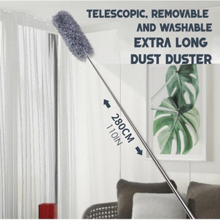 Kemoceng Teleskopik 280CM Tarik Tekuk Fleksibel Bulu Microfiber Alat Pembersih Debu Rumah