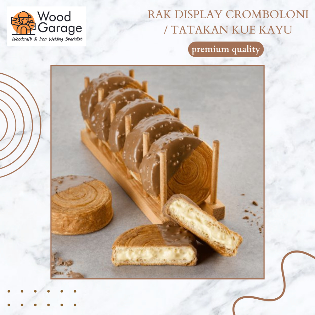 Kayu Cromboloni Display Rack / ที่วางเค้ก Cromboloni / ชั้นวางเค้กไม้ Coaster