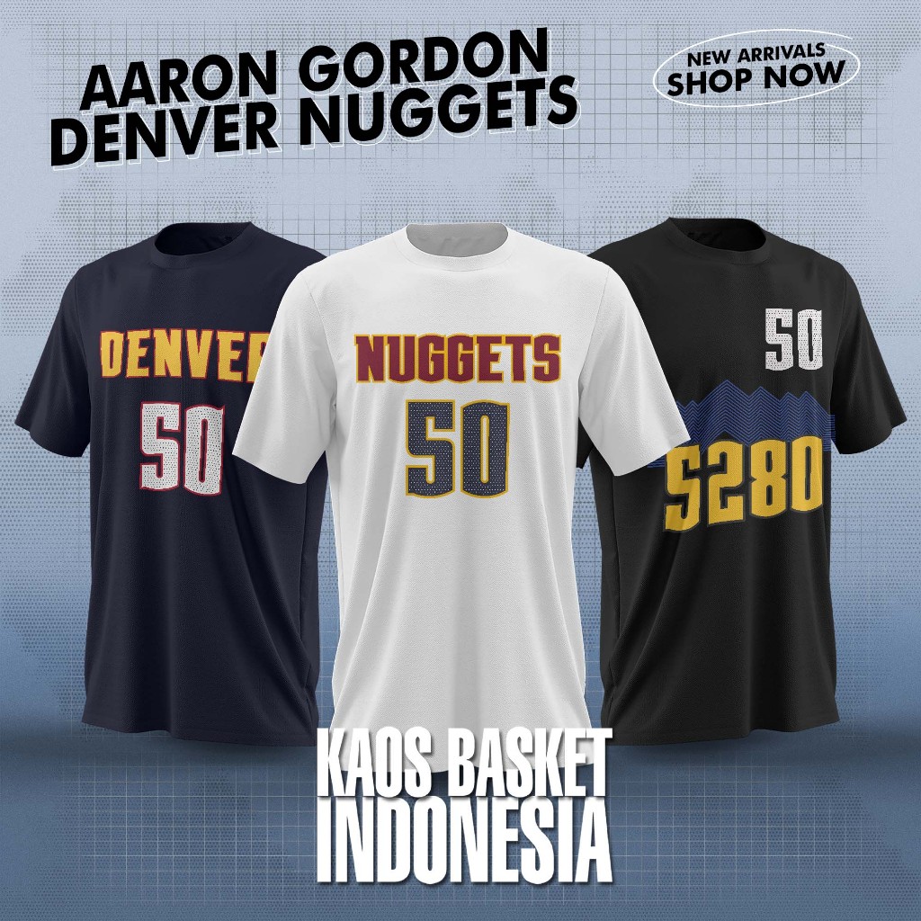 เสื้อบาสเก็ตบอลสําหรับบุรุษและสตรี เสื้อยืดบาสเก็ตบอล NBA Denver Nuggets No. 50 เสื้อยืดบาสเก็ตบอล A