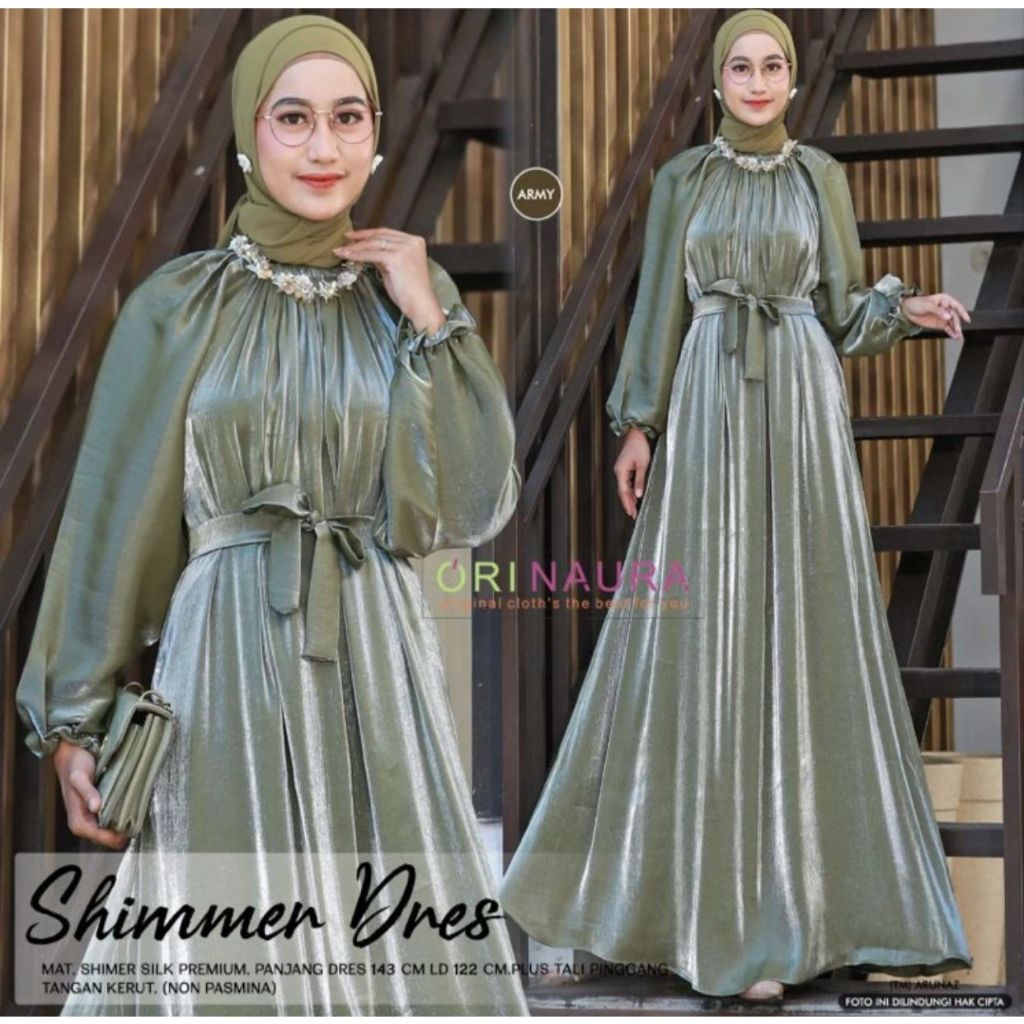 ล่าสุด ผู้หญิง Gamis Dress Shimmer Dress Premium Clardenza Shimmer Silk Material Simple Elegant Mode