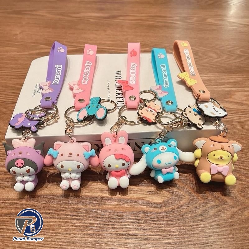 GANTUNGAN 3D ANIME CARTOON DESIGN พวงกุญแจ SANRIO KUROMI MELODY HELLOKITTY CINNAMOROLL POMPON KEYCHA