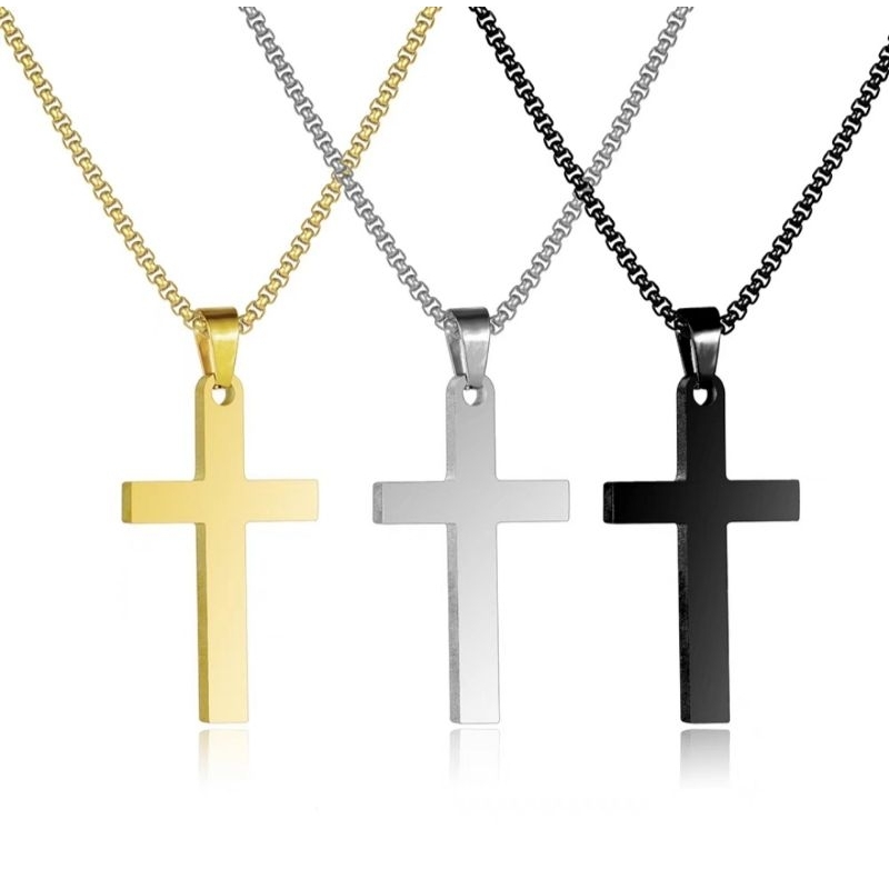 ผู้ชายผู้หญิง COUPLE TITANIUM STEEL CROSS NECKLACE / COSTOM NAME CROSS NECKLACE