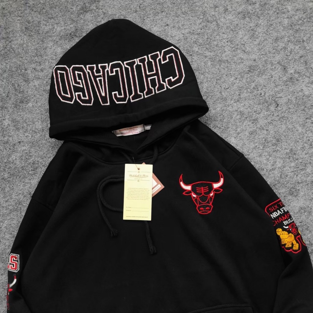 Chicago Bulls ปัก Hoodie เสื้อกันหนาวหมวก Unisex